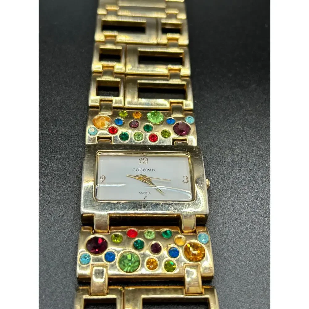 Suzanne Somers Gold Tone Crystal Bracelet Watch Multi-Color Rhinestone Dial - Picture 7 of 13